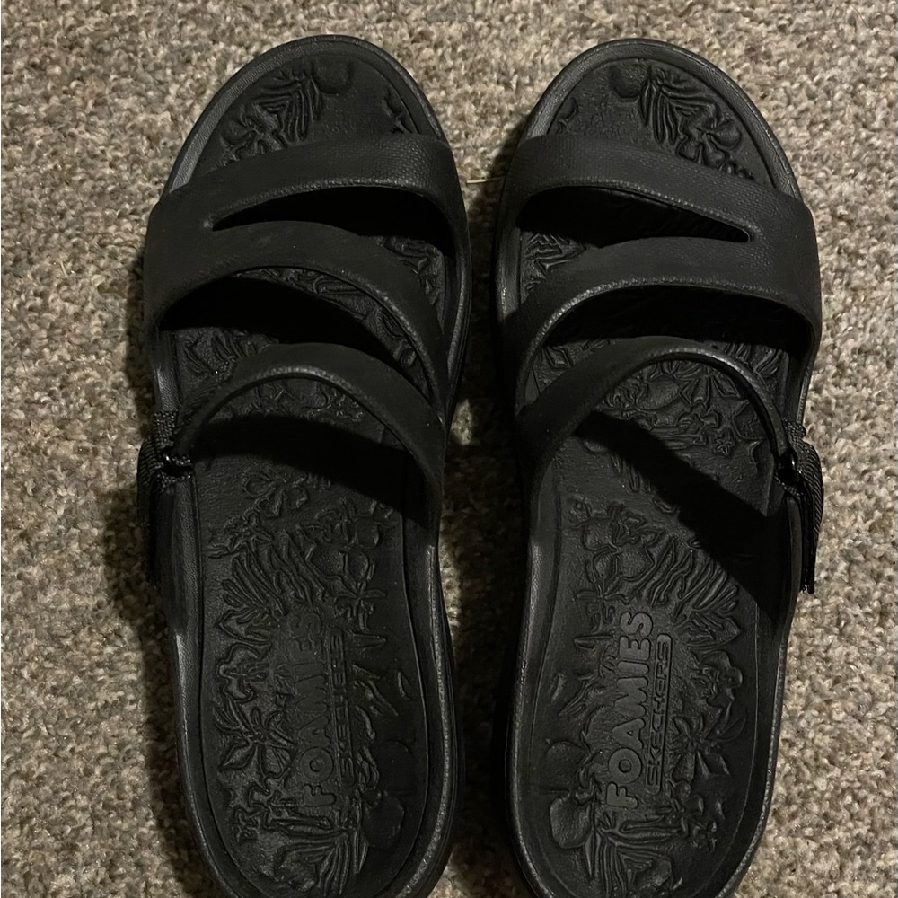 Skechers Women's Black Foamies Slide Sandals NEW